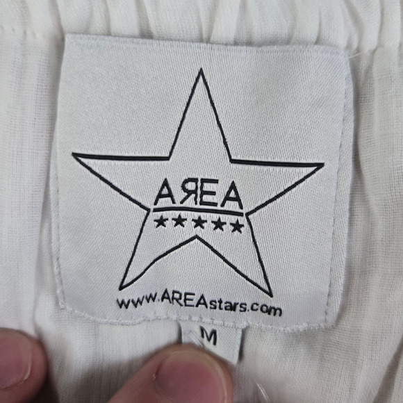 AREA Stars White Embroidered Handkerchief Tassel Boho Hi Low Dress Size Medium - Picture 10 of 13